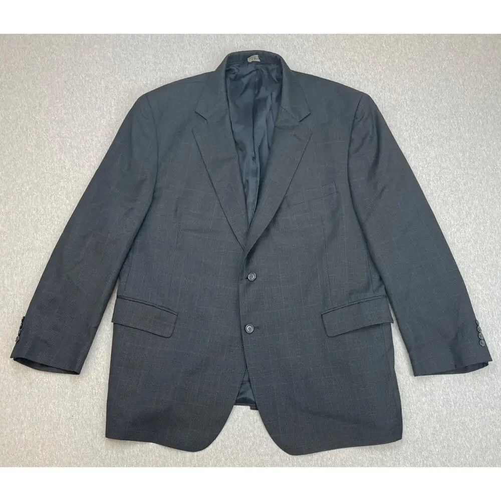 Jos A Bank Blazer Mens 48R Glen Plaid Single 100% Wool Single Breasted Signature